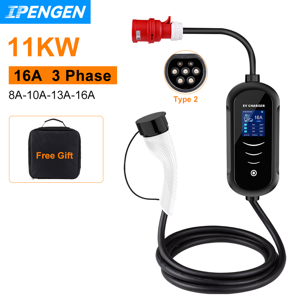IPENGEN 11KW 16A 3 Phase EV Po - đánh giá và giá Type 2 Portable Ev Charger 11Kw Cee