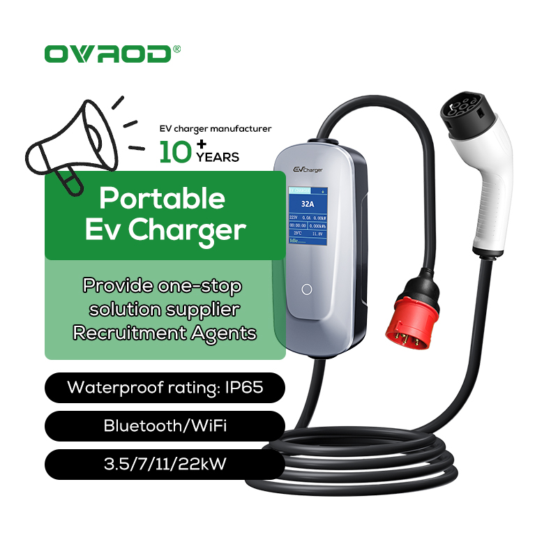 Ovrod Electric Car 16a Mode 2  - đánh giá và giá Type 2 Portable Ev Charger 11Kw Cee